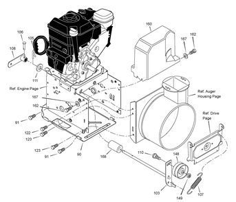 Part Location Diagram of 1501249YZ Briggs and Stratton Idler Assembly, Auger